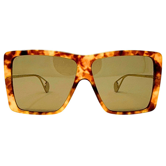 NWT Gucci GG LOGO‎ Oversize Square Sunglasses Brown Acetate Gold Wire Frames - Picture 7 of 16